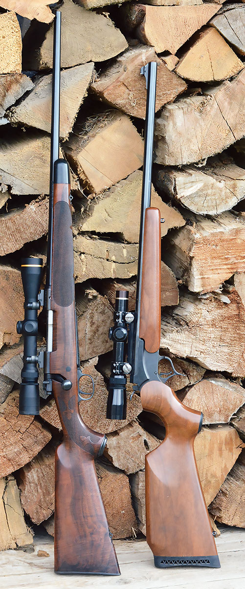 Brian used two rifles chambered in 270 Winchester to develop “Pet Loads” data that included a Winchester Model 70 Classic  Featherweight JOC Tribute rifle with a 22-inch barrel (left) and a Thompson/Center Encore with a 24-inch barrel (right).